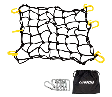 30X30cm, orange ATV Bike 11.8x11.8 Heavy Duty Bungee Cargo Net with 6 Hooks Stretches to 23.6x23.6 Large Capacity Motorcycle Cargo Net Travel Luggage Rack Stretchable Elastic Cargo Securing for Motorcycle