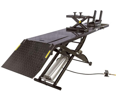 Black Widow BW-1000A-XL Extra-Long Motorcycle Lift Table with Center Jack